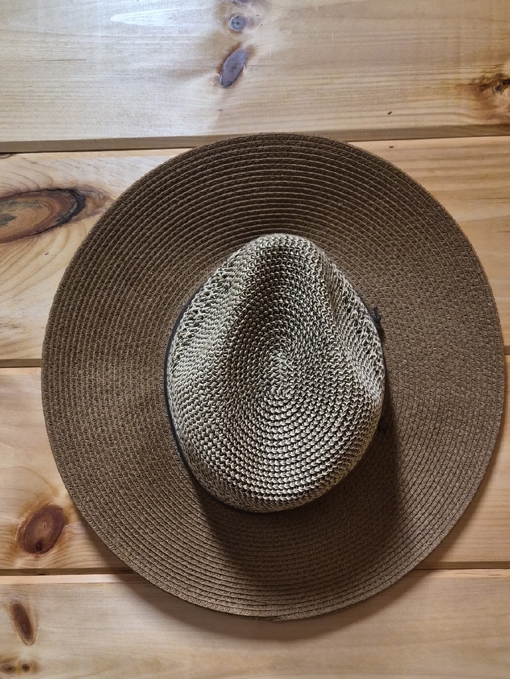 Women's Wide-Brim Straw Sun Fedora - Brown